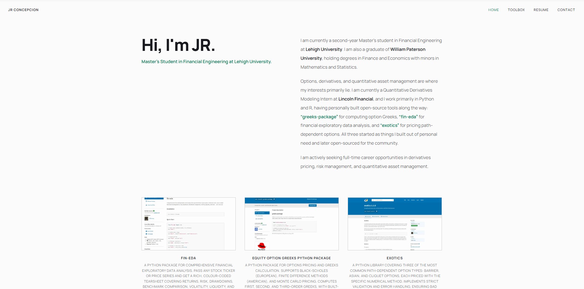 JR Concepcion's personal portfolio homepage